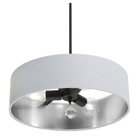 Afx Celine Pendant, 18 in., Black Finish, White/Silver Shade CLNP18MBBK-WHSL